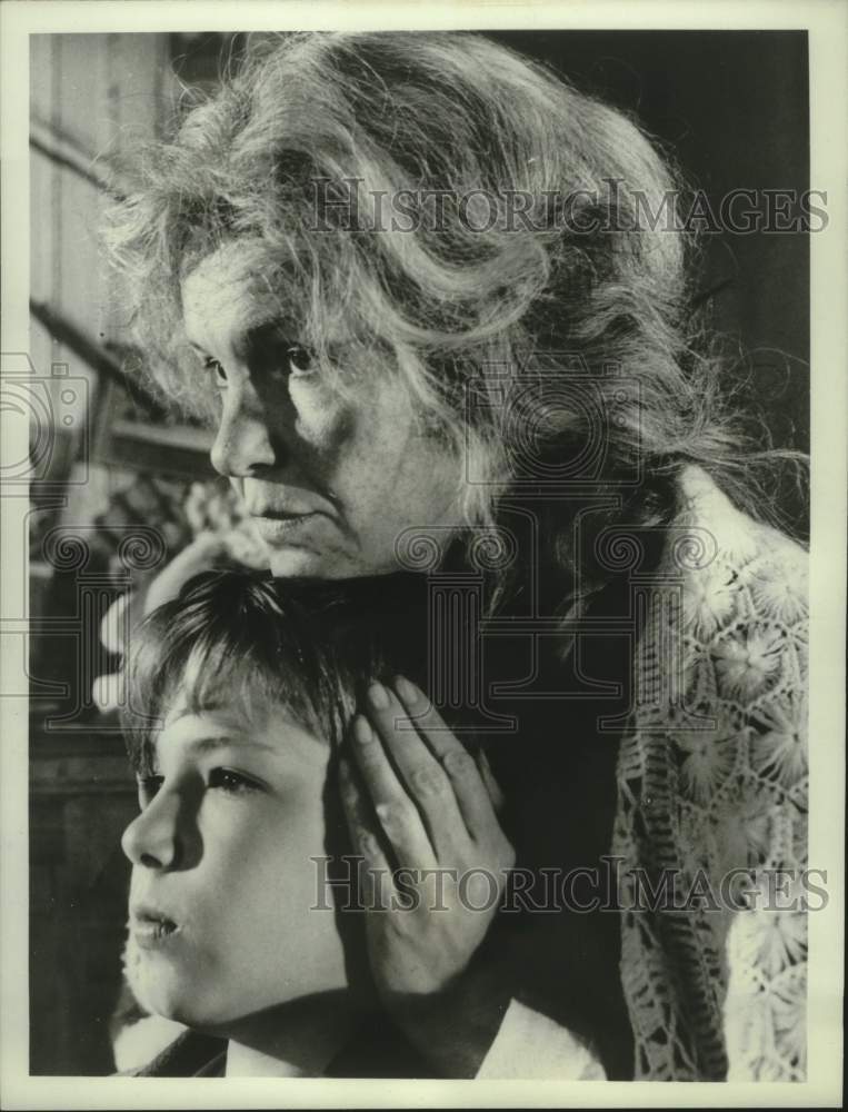 1966 Press Photo Geraldine Page and Donnie Melvin in &quot;A Christmas Memory on ABC - Historic Images