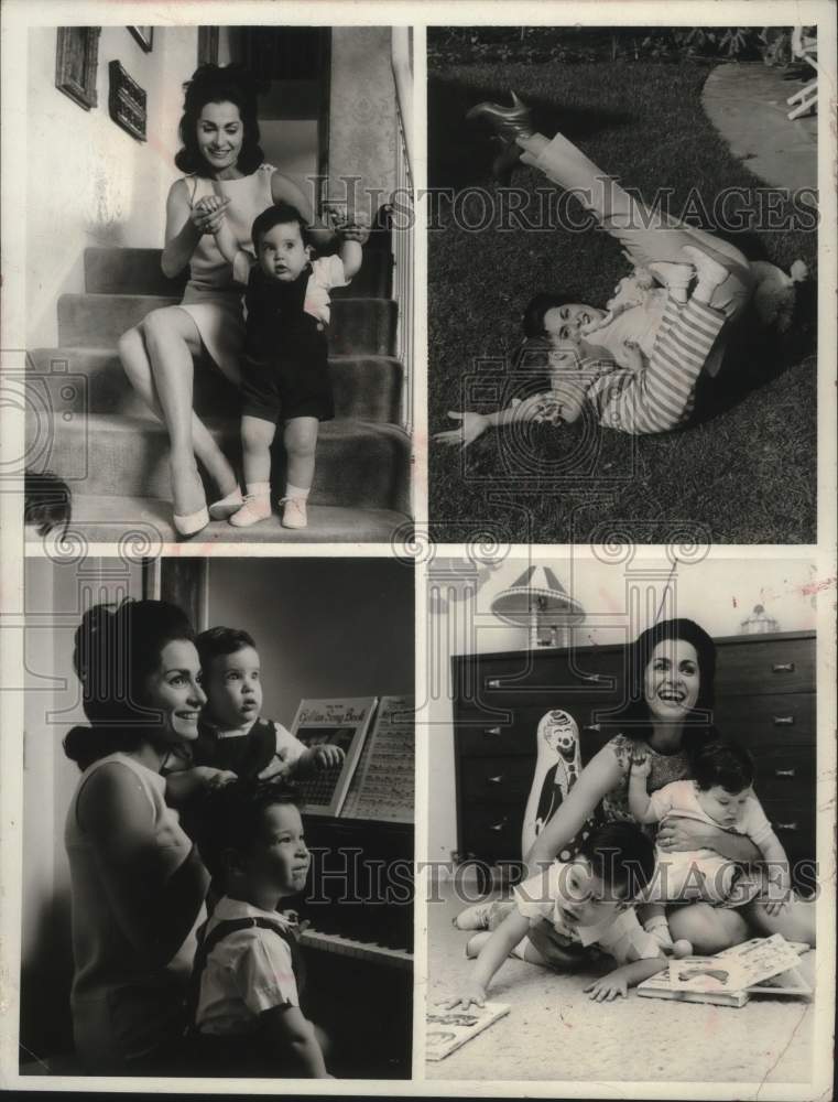 1968 Press Photo Actress Carol Lawrence and sons, Michael and Christopher. - Historic Images