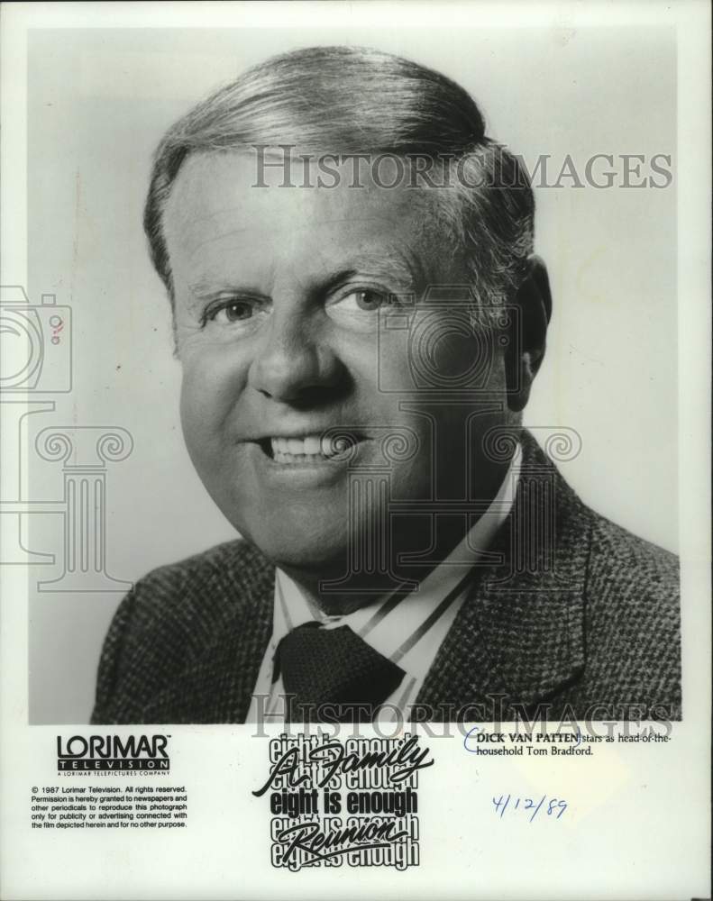 1989 Press Photo Dick Van Patten as Tom Bradford in &quot;Eight Is Enough&quot; TV series - Historic Images