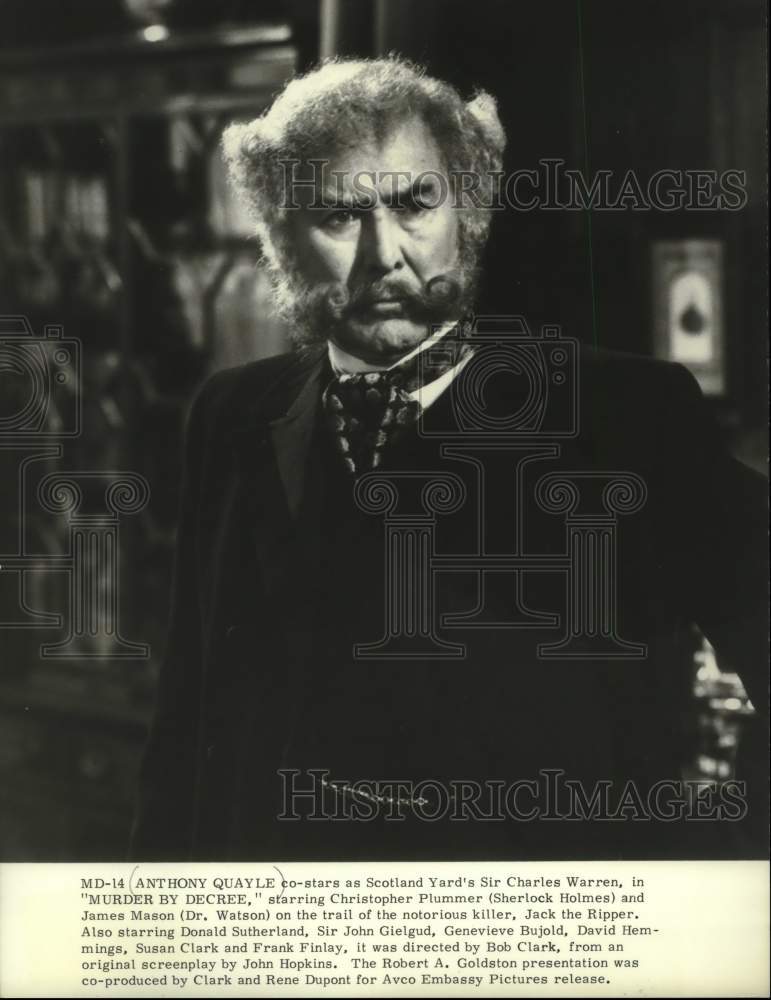 1980 Press Photo Anthony Quayle as Sir Charles Warren in &quot;Murder by Decree&quot; - Historic Images