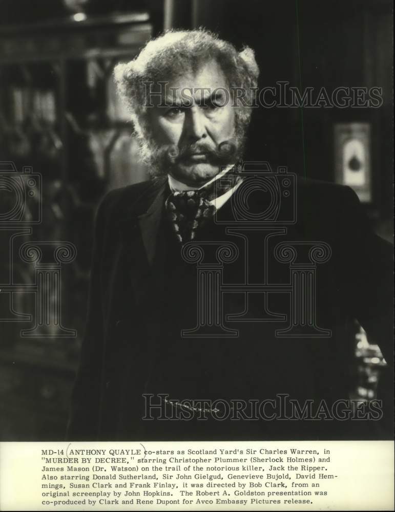 1980 Press Photo Anthony Quayle as Sir Charles Warren in "Murder by Decree" - Historic Images