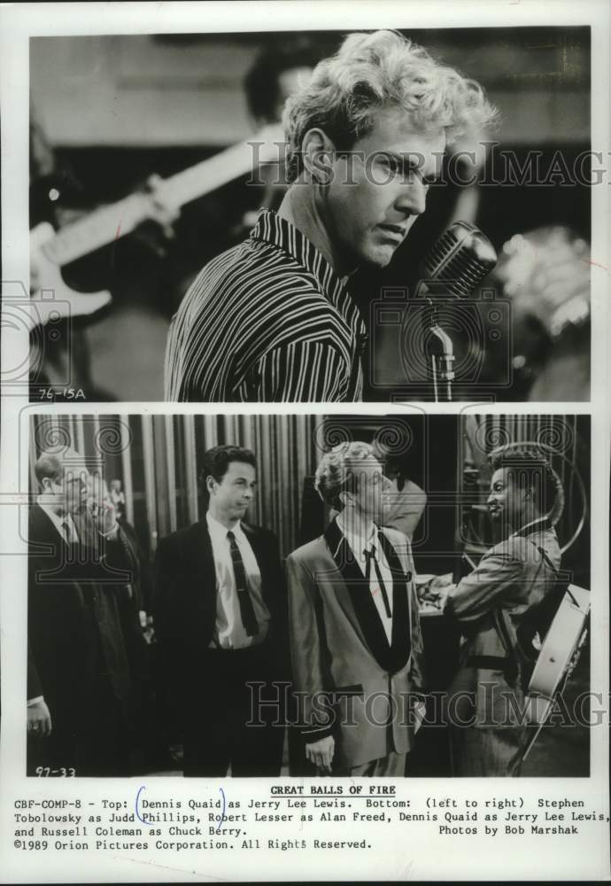 1989, Dennis Quaid as Jerry Lee Lewis in &quot;Great Balls of Fire&quot; - Historic Images