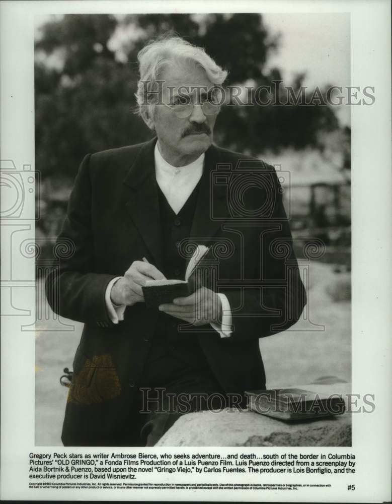 1990, Gregory Peck as Ambrose Bierce in scene from &quot;Old Gringo&quot; - Historic Images