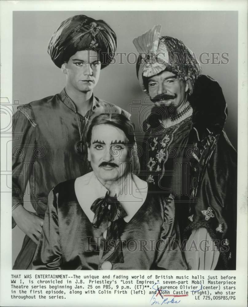 1987, Laurence Olivier and cast of &quot;Lost Empires&quot; - mjp43928 - Historic Images