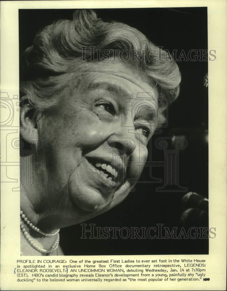 1982 Press Photo HBO documentary: Legends: Eleanor Roosevelt: An Uncommon Woman - Historic Images