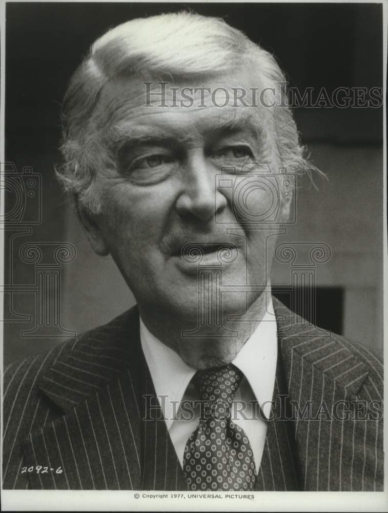 1980 Press Photo Actor James Stewart stars as Phillip Stevens in &quot;Airport &#39;77&quot; - Historic Images