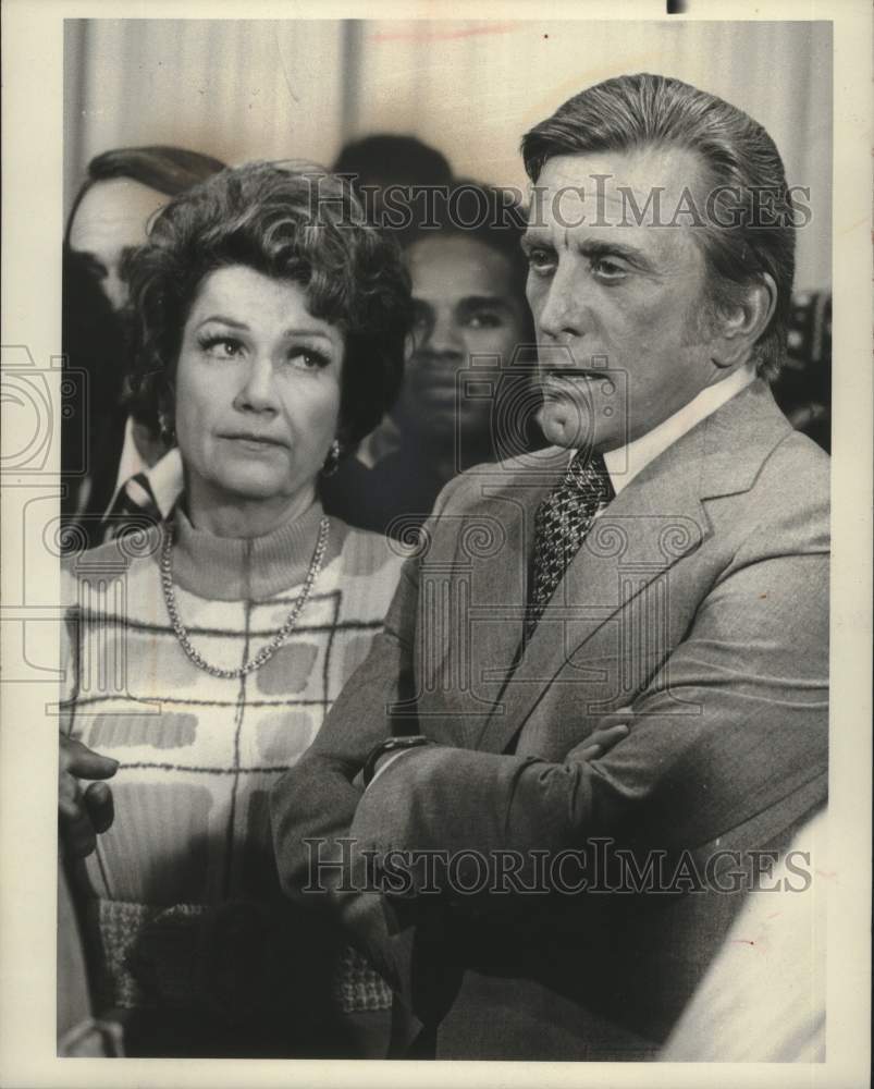 1976, Anne Baxter and Kirk Douglas star in &quot;The Moneychangers&quot; - Historic Images