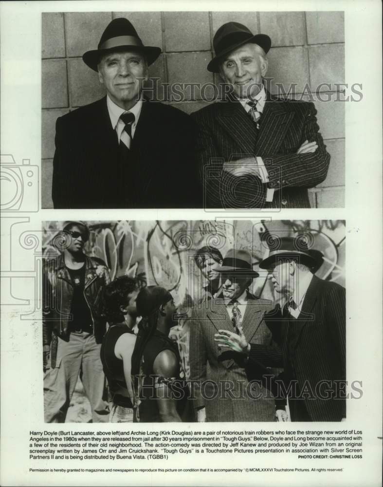 1986 Press Photo Burt Lancaster and Kirk Douglas star in the movie "Tough Guys" - Historic Images