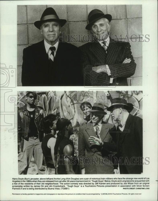 1986 Press Photo Burt Lancaster and Kirk Douglas star in the movie "Tough Guys" - Historic Images
