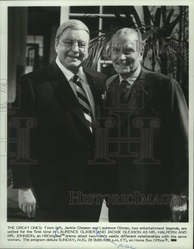 1983, Laurence Olivier & Jackie Gleason as Mr. Halpern & Mr. Johnson - Historic Images