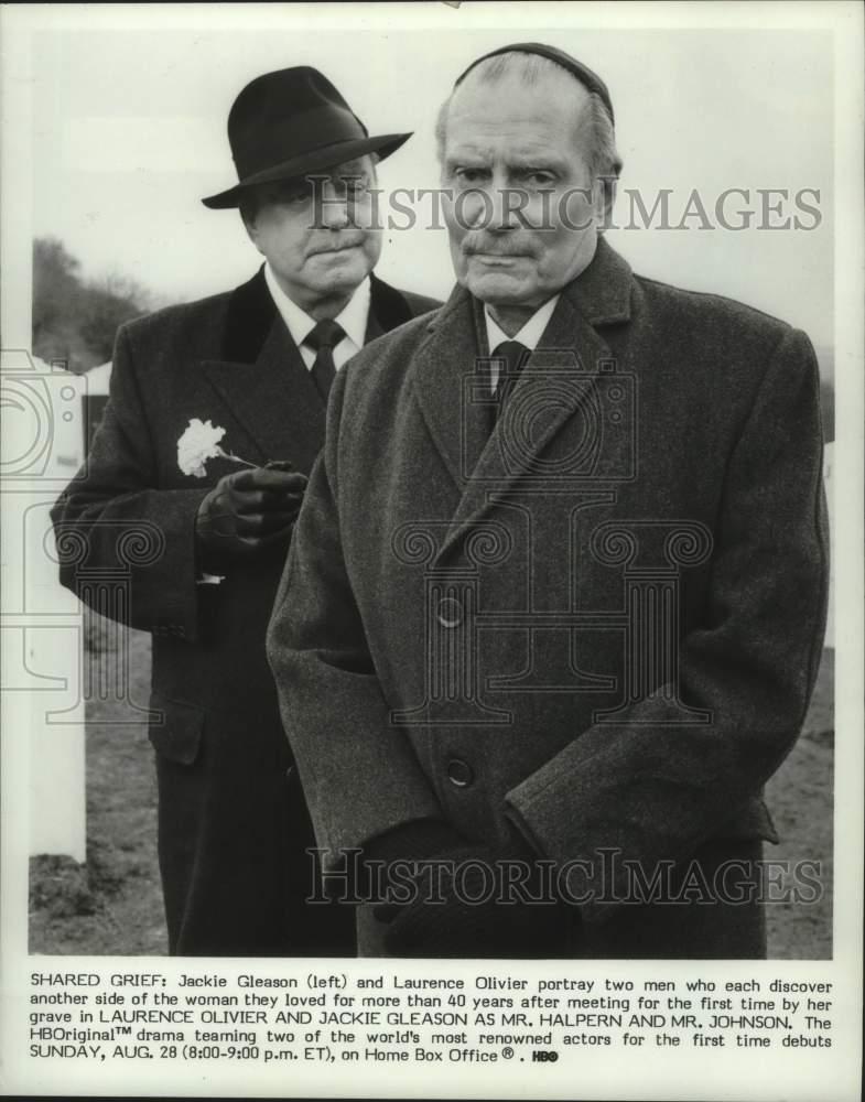 1983 Press Photo Laurence Olivier &amp; Jackie Gleason in &quot;Mr. Halpern &amp; Mr. Johnson-Historic Images
