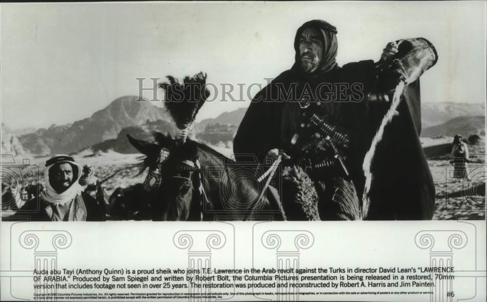1989 Press Photo Anthony Quinn stars in Lawrence of Arabia movie - mjp44343 - Historic Images