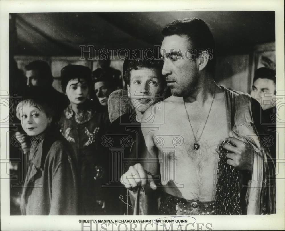 1956, Actors Giuletta Masina, Richard Basehart, and Anthony Quinn - Historic Images