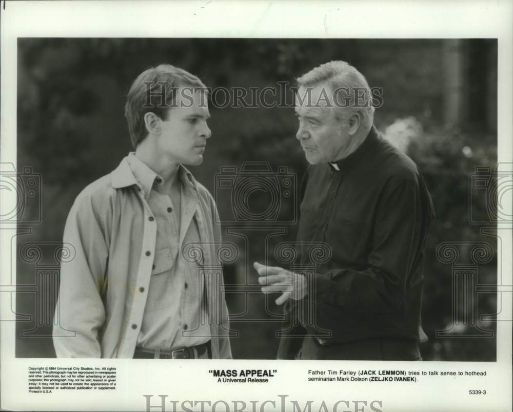 1984 Press Photo Jack Lemmon and Zeljko Ivan act in the movie Mass Appeal - Historic Images