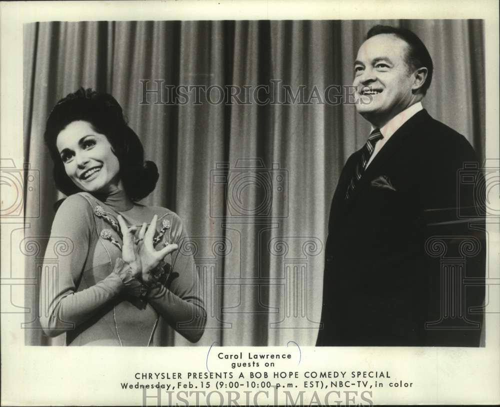 1967, Carrol Lawrence is married to Robert Goulet guest star on TV - Historic Images