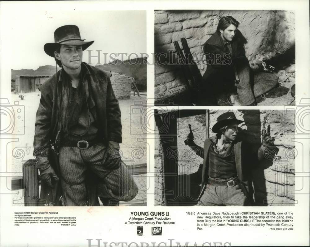 1990 Press Photo Christian Slater acts in the movie "Young Guns II" - mjp44493 - Historic Images