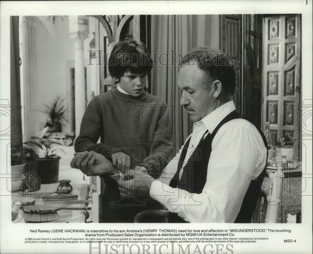 1983, US actor Henry Thomas and Gene Hackman in Misunderstood - Historic Images