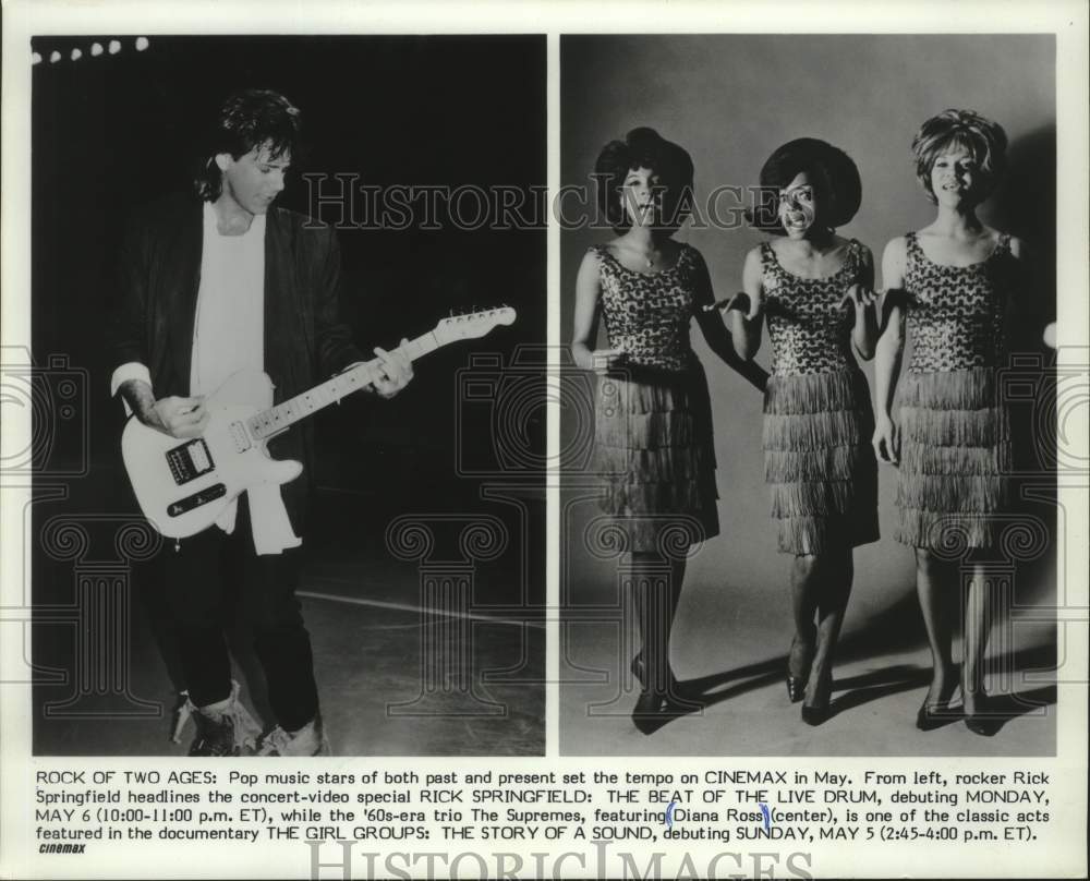 1985 Press Photo Rick Springfield, along with Diana Ross and The Supremes - Historic Images