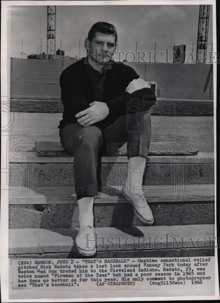 1966 Press Photo Dick Radatz of Red Sox Traded to Cleveland Indians - mjs00613 - Historic Images