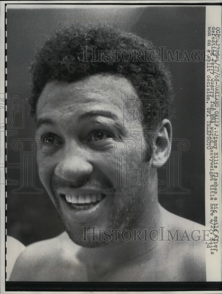 1968 Press Photo Jimmy Ellis smiles as he won WBA world heavyweight title - Historic Images
