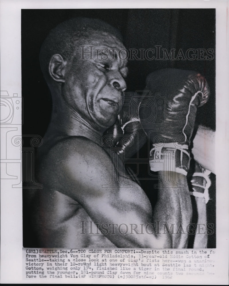 1962 Press Photo Von Clay of Philadelphia won unanimous victory heavyweight bout - Historic Images
