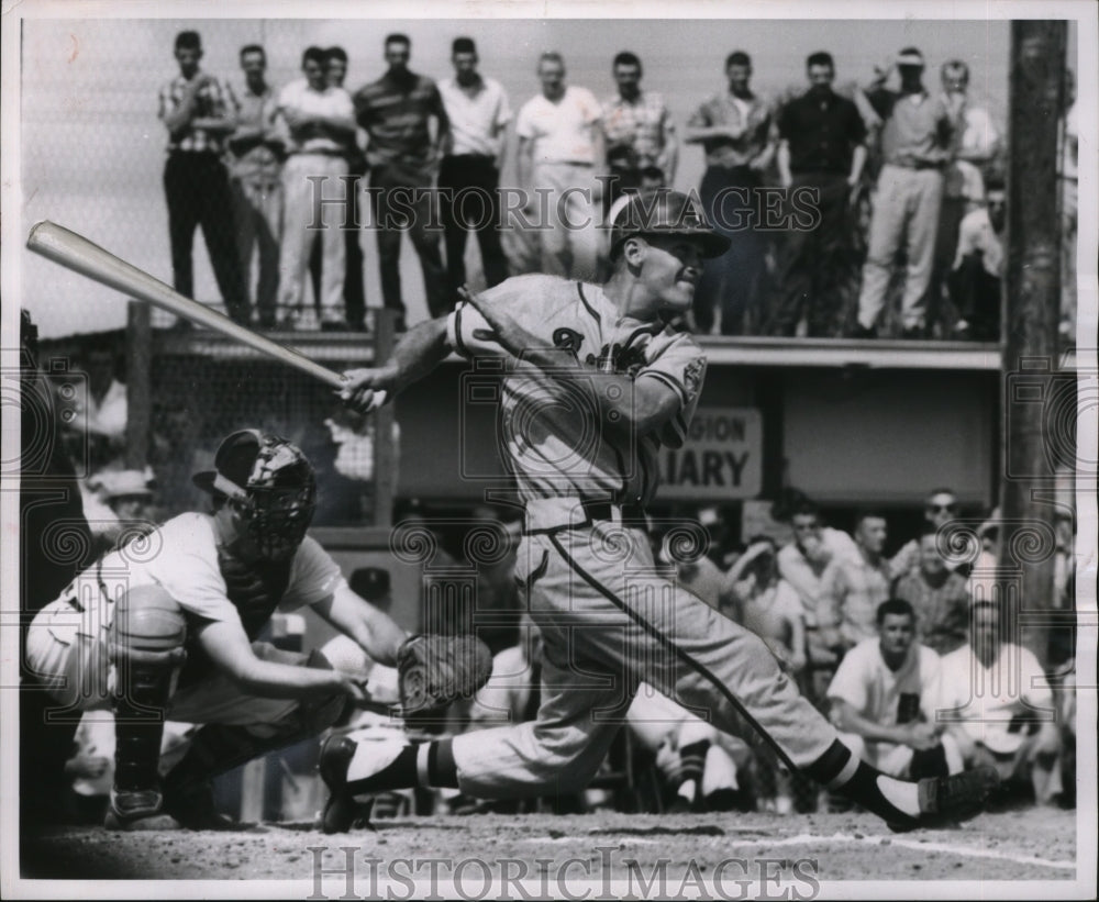 1958 Casey wise shown meeting the ball both side of the plate - Historic Images