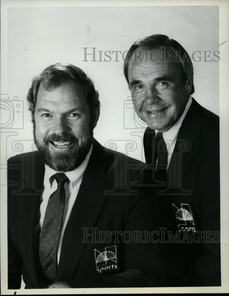1985 Press Photo NBC's Dick Enberg and Merlin Olsen - Historic Images