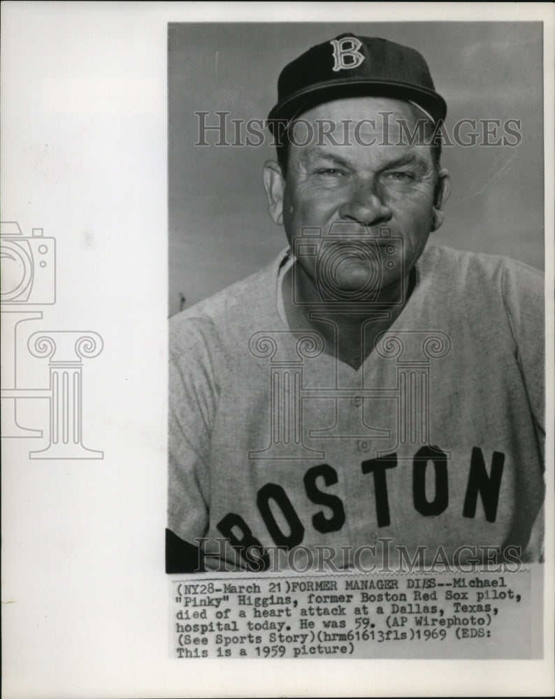 1969 Press Photo Michael Higgins, former Red Sox pilot, died of heart attack. - Historic Images