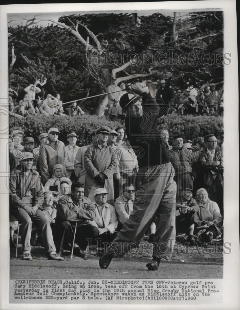 1960 Press Photo Veteran golf pro Cary Middlecoff, tees off from the 16th. - Historic Images
