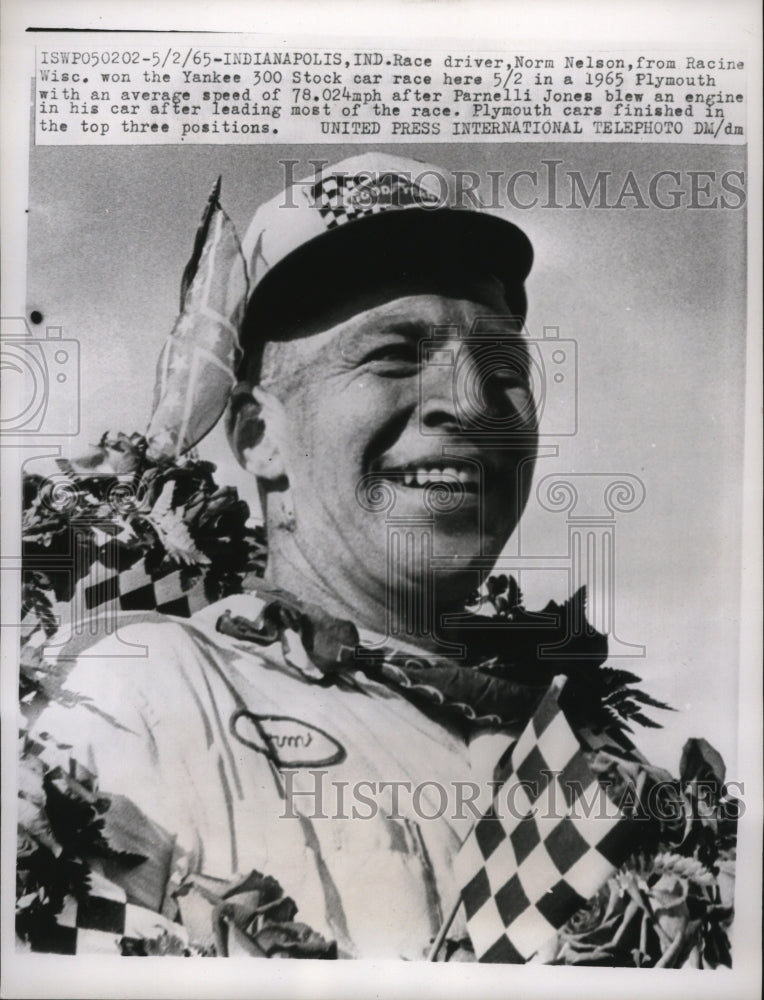 1965 Press Photo Race driver Norm Nelson, Racine Wisc. won Yankee 300. - Historic Images