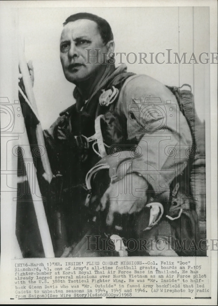 1968 Press Photo Col Felix &quot;Doc&quot; Blanchard , 43 ,Army&#39;s all time football great. - Historic Images