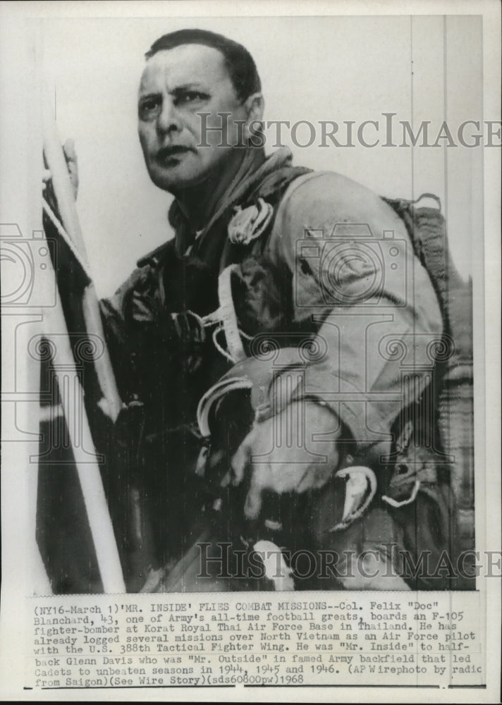 1968 Press Photo Col Felix "Doc" Blanchard , 43 ,Army's all time football great. - Historic Images