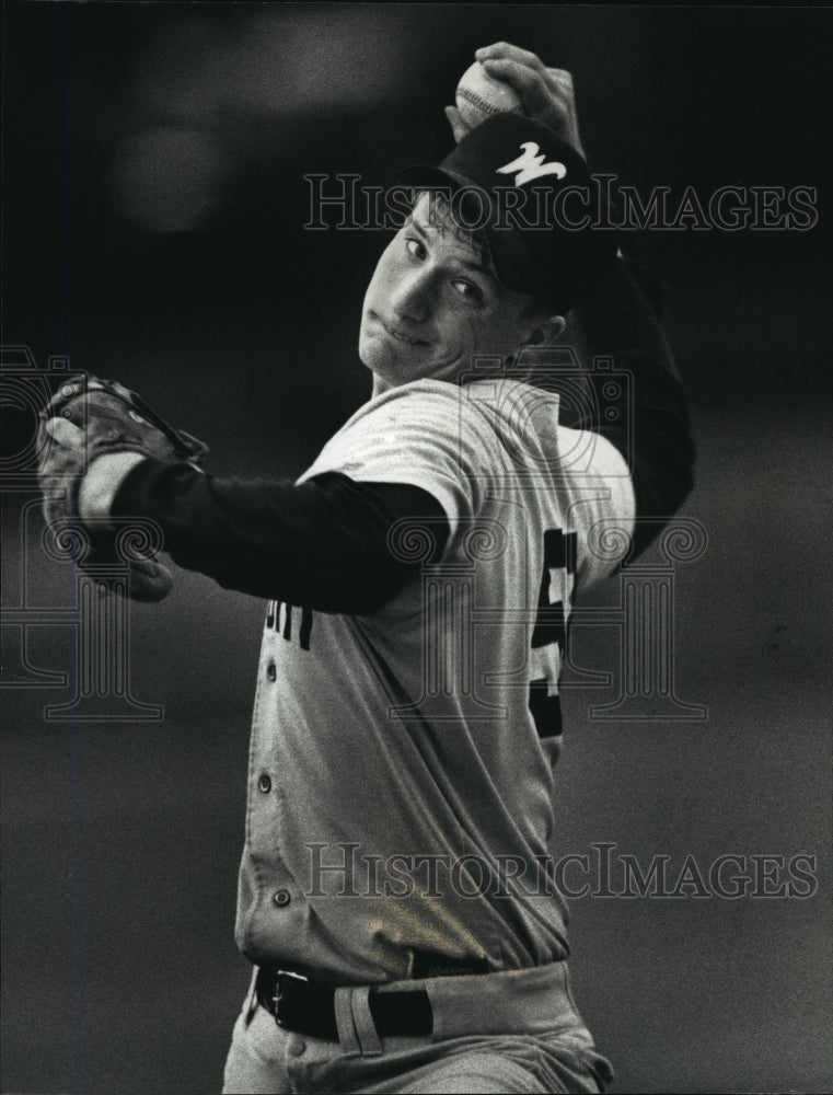 1992 Press Photo Waukesha South High School - Jason Greuel, Baseball Pitcher - Historic Images