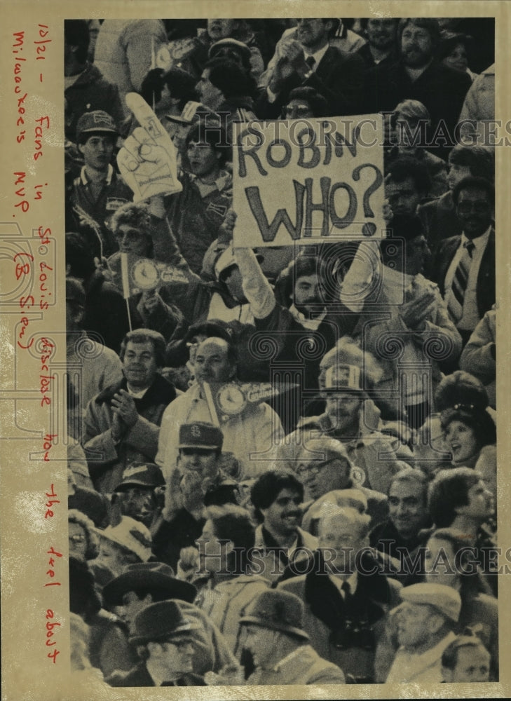 1982 Press Photo Fans at World Series game of St. Louis vs. Milwaukee Brewers - Historic Images