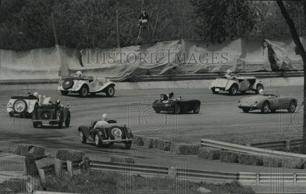 1956 Sports Car Racers At State Fair Park Pass Spectator In Tree - Historic Images