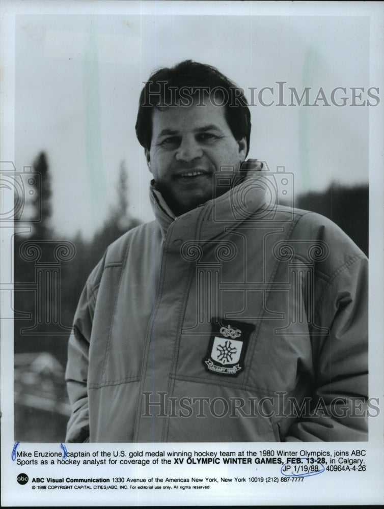 1988 Press Photo Mike Eruzione, U.S. Olympic gold medal winning hockey captain- Historic Images