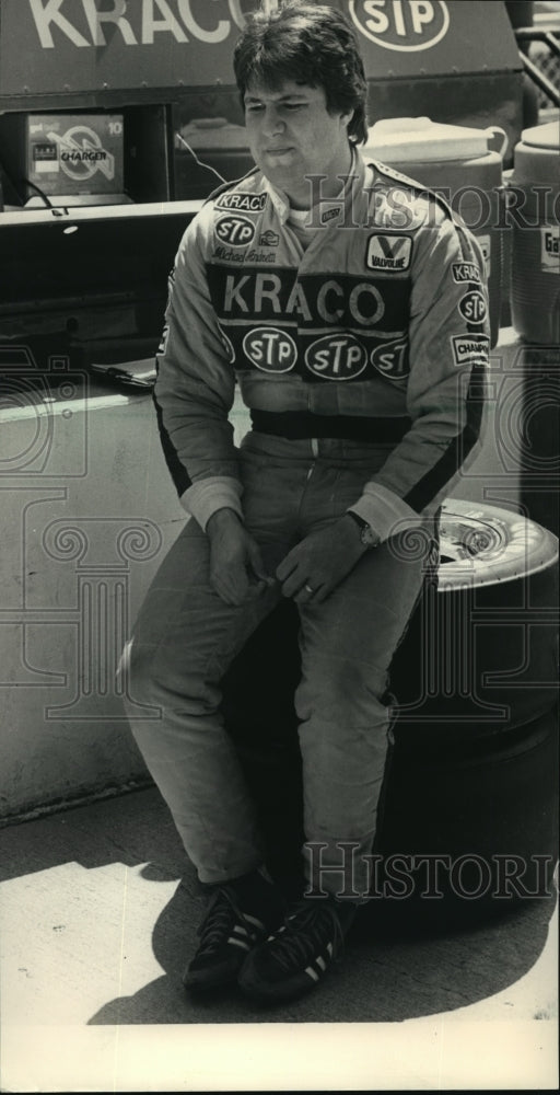 1987 Press Photo Race car driver Michael Andretti after his qualifying run-Historic Images