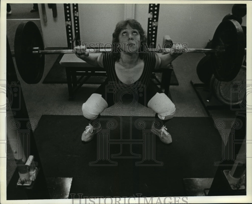 1983 Weightlifter, Mary Sloot of Rice Lake, in action - Historic Images