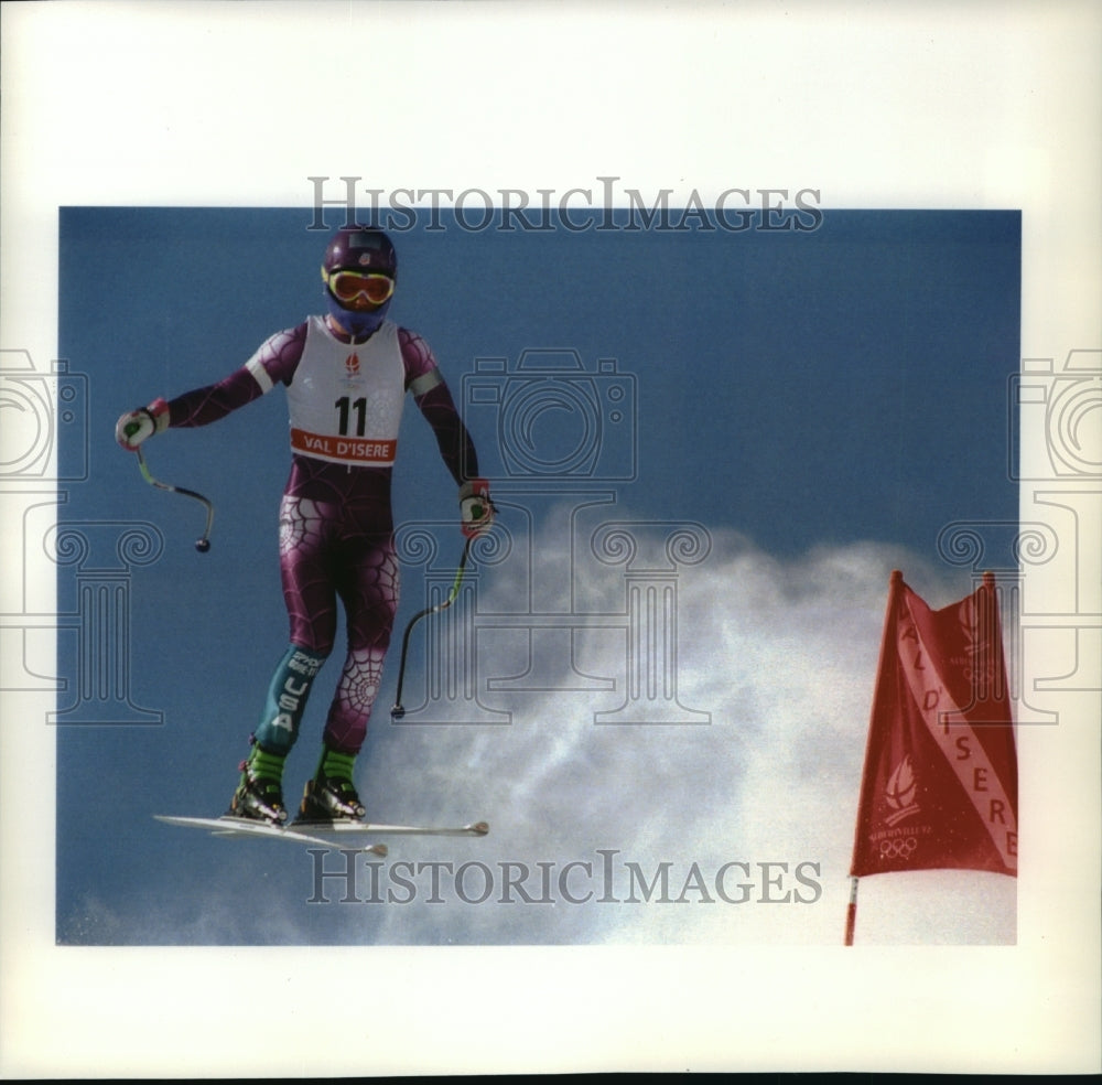 1992 Press Photo American skier, A.J. Kitt, in action - mjt03401-Historic Images