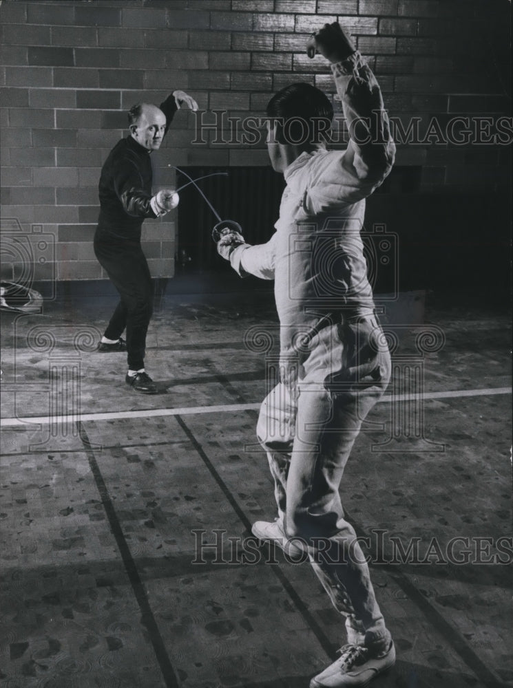 1958 Fencing instructor Tassilo Horwath & student, Edmond Zeisig - Historic Images