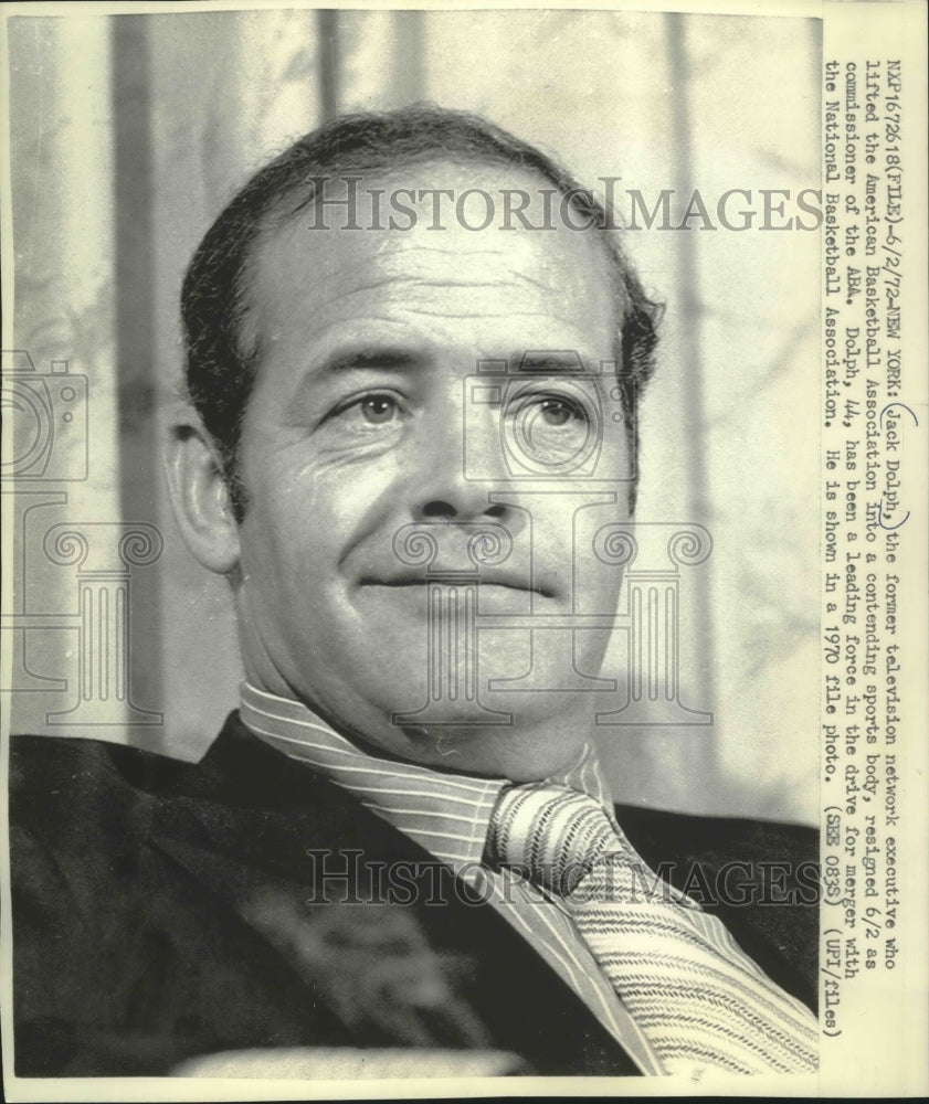 1972 Press Photo Jack Dolph, Commissioner of the American Basketball Association - Historic Images