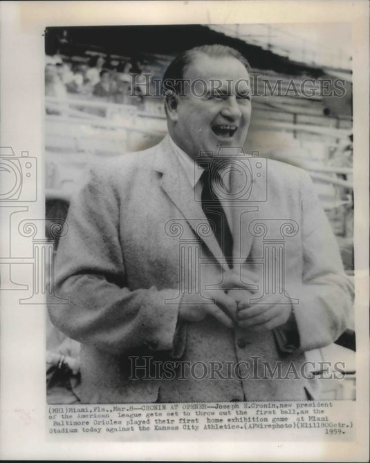 1959 Press Photo Joseph E. Cronin, new president of baseball's American League- Historic Images