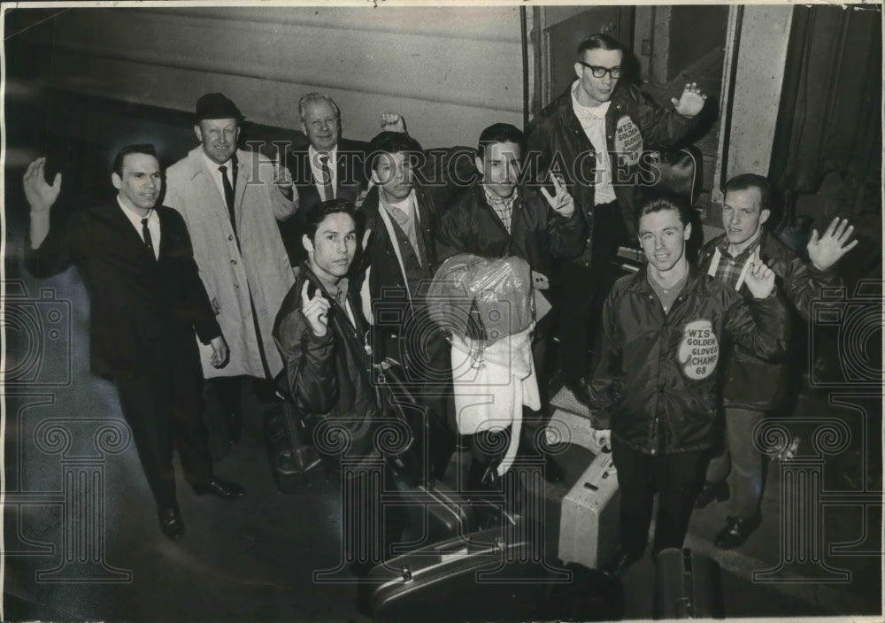 1966 Six state Golden Gloves boxing champs at Milwaukee Road depot - Historic Images