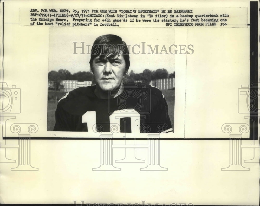 1970 Kent Nix the backup quarterback for the Chicago Bears. - Historic Images