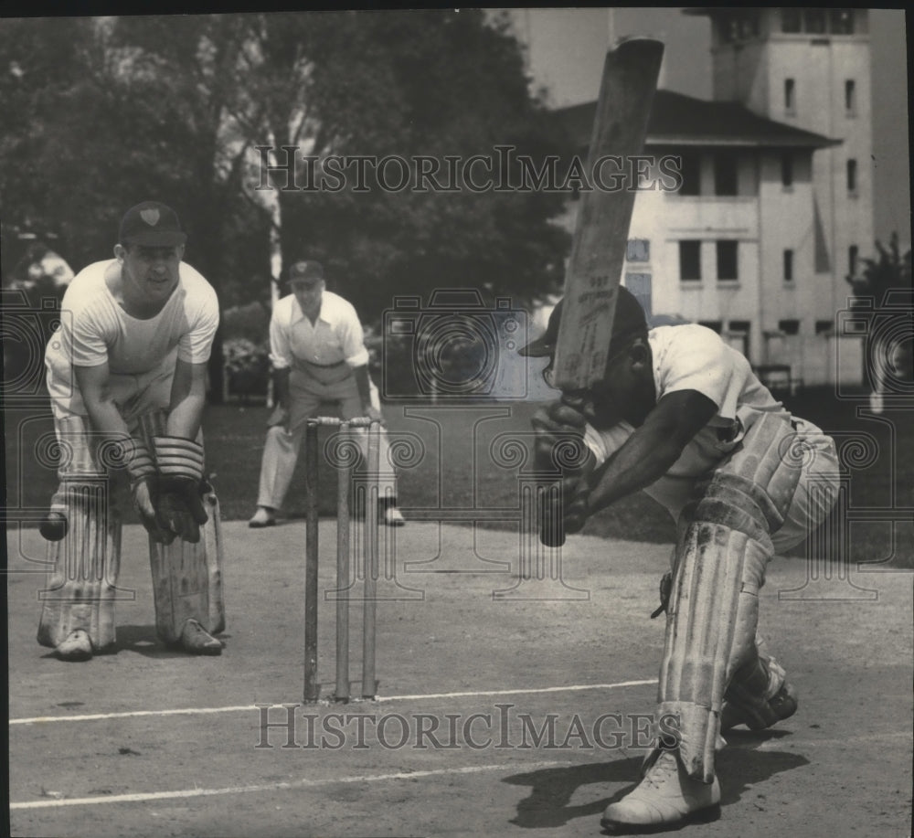 1951 Charles Tayle makes save for West Indian Cricket Club Milwaukee - Historic Images