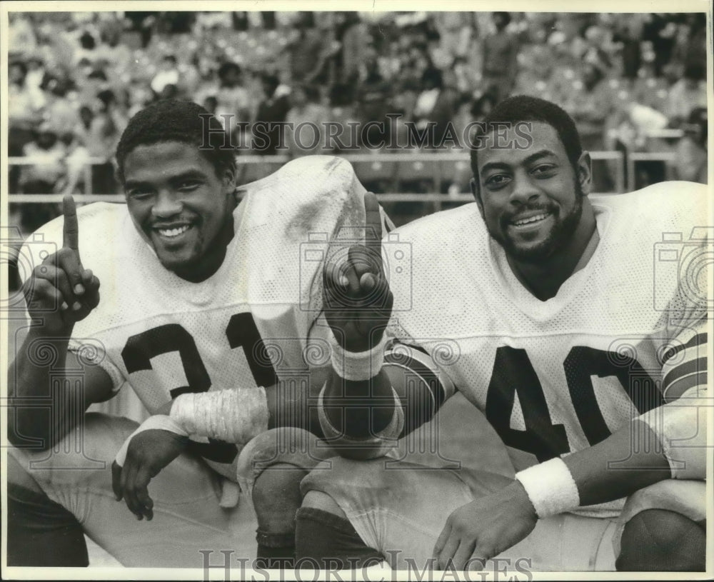 1983 Press Photo Green Bay Packers football's Gerry Ellis and Eddie Lee Ivery- Historic Images