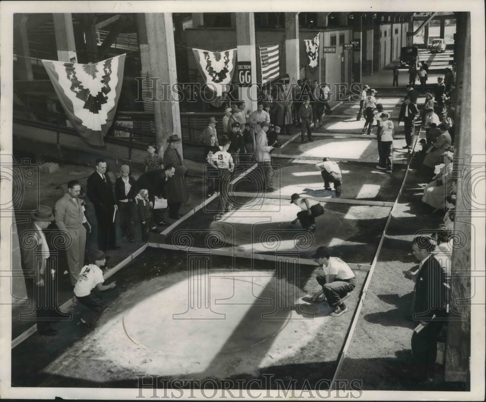 1953 Press Photo Overhead view of Journal's Marble Tournament competition rings.- Historic Images
