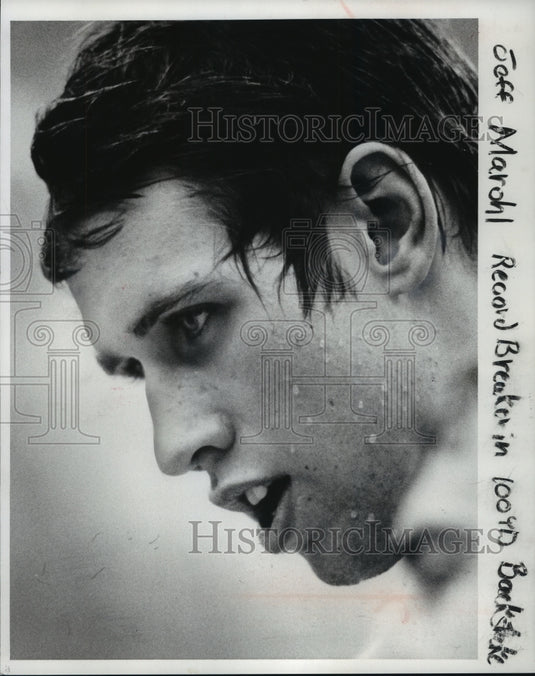 1975 Press Photo Tosa West's swimmer Jeff Marohl with water droplets on face.- Historic Images