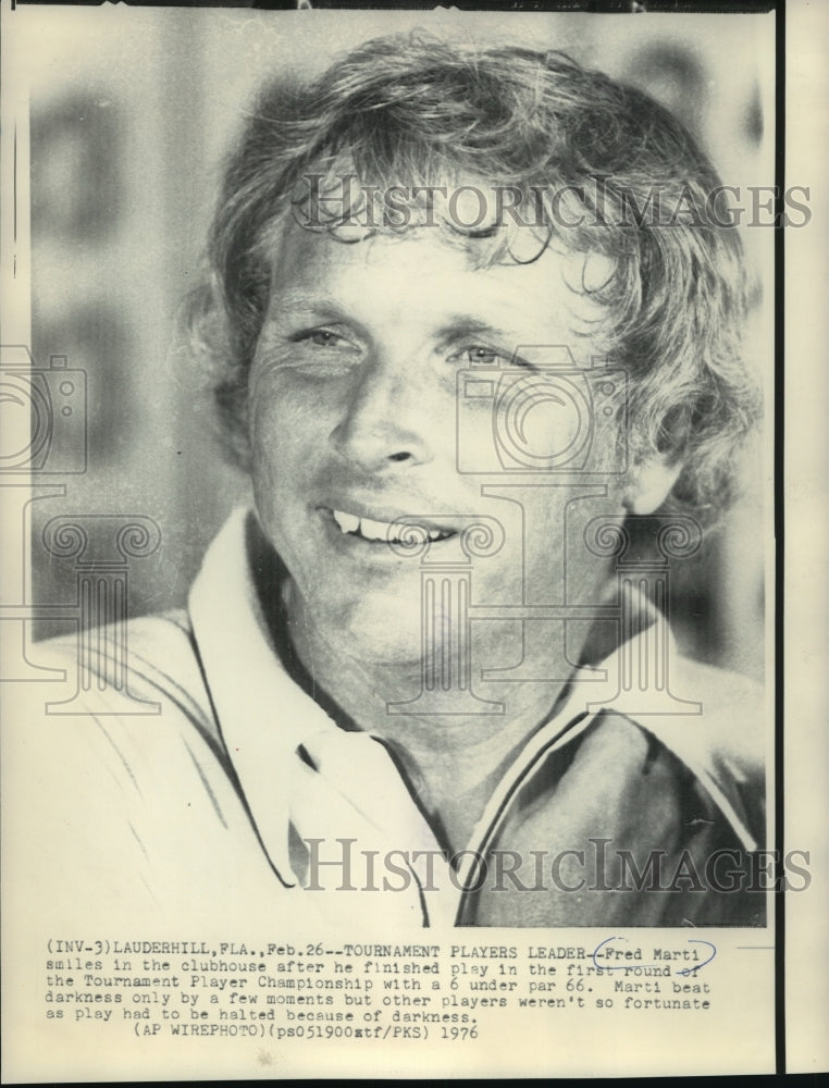 1976 Press Photo Fred Marti smiles after round at Tournament Player Championship- Historic Images