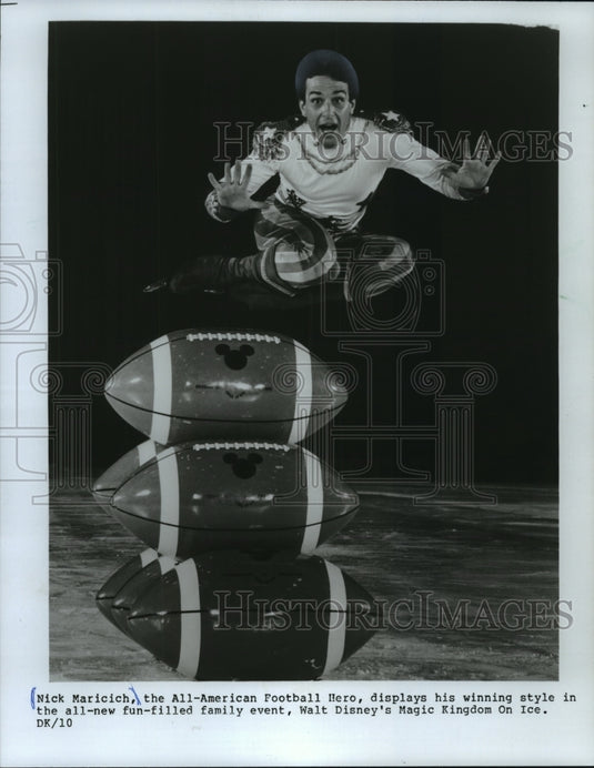 1986 Press Photo Ice Skater Nick Maricich On Walt Disney's Magic Kingdom On Ice - Historic Images